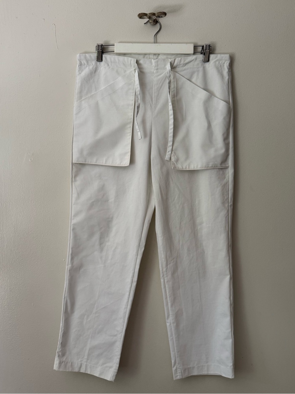 Vintage 90s 100% Cotton White Flap Pocket Drawstring Lounge Pants.